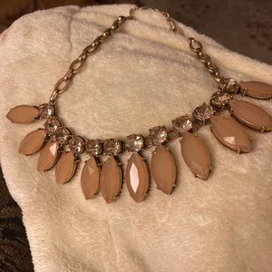 Beige gemstones and crystal necklace